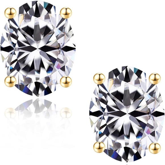 18k Diamond Moissanite 4 Carat Solitaire Earrings - Picture 2 of 13